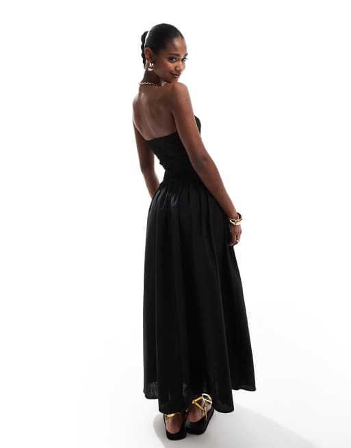 Brave Soul bandeau midi dress in black, 4 of 4