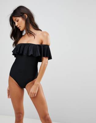 bardot frill swimsuit