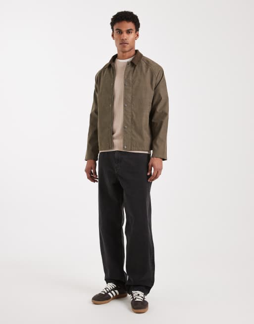Brave Soul – Barn Jacket in Khaki mit kontrastierendem Cordkragen, 2 von 5