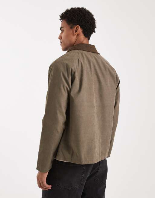 Brave Soul – Barn Jacket in Khaki mit kontrastierendem Cordkragen, 3 von 5