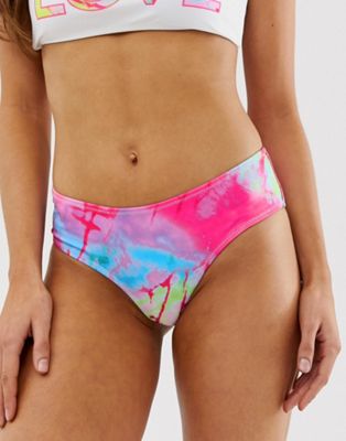 Brave Soul – Batikmönstrad bikiniunderdel med hög midja-Flerfärgad