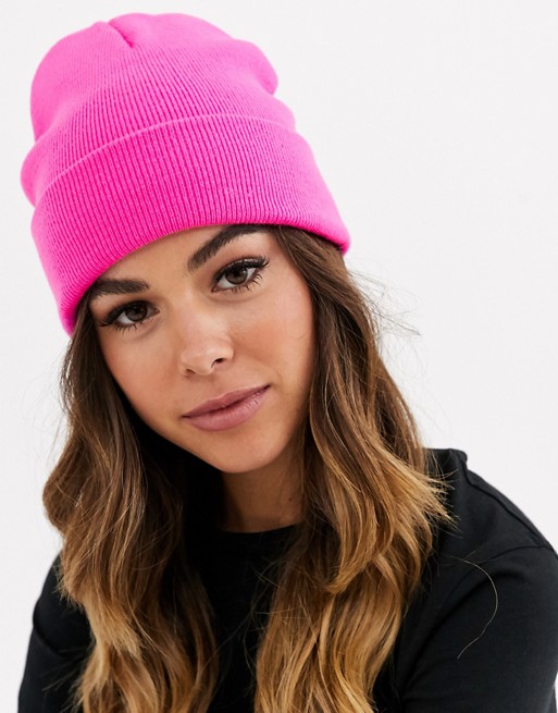 Brave Soul beanie in neon pink