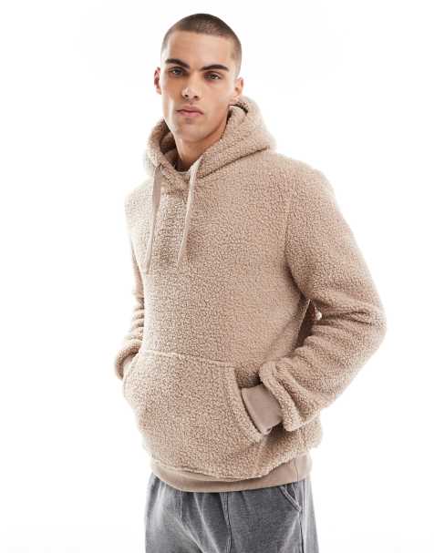 Brave Soul – Beige huvtröja i teddy - view 1