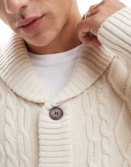 Brave Soul – Beige, kabelstickad, kraftig kofta, 2 av 4