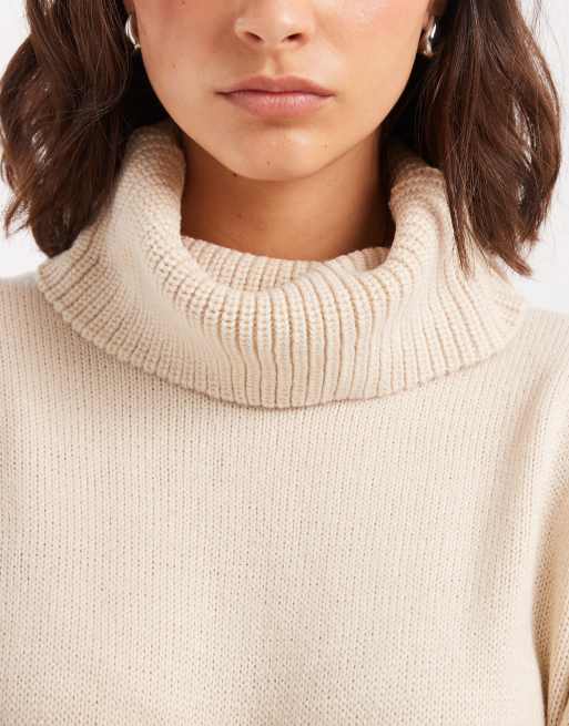 Brave Soul – Beige, kort tröjklänning med polokrage, 4 av 4