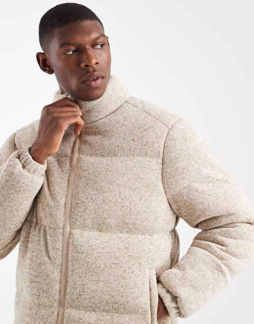 Brave Soul – Beige, mjuk pufferjacka med dragkedja och ståkrage, 5 av 5