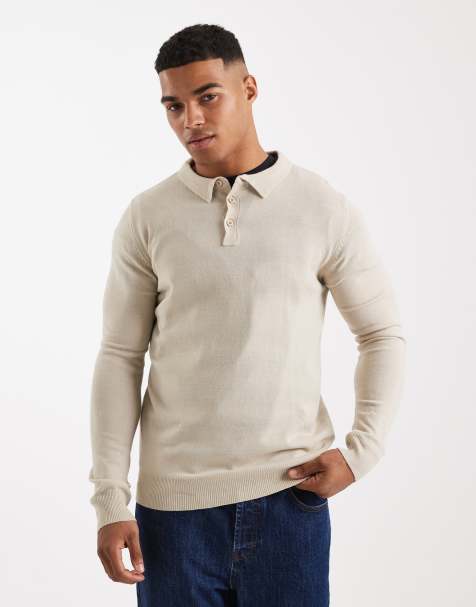 Brave Soul – Beige, stickad pikétröja - view 1