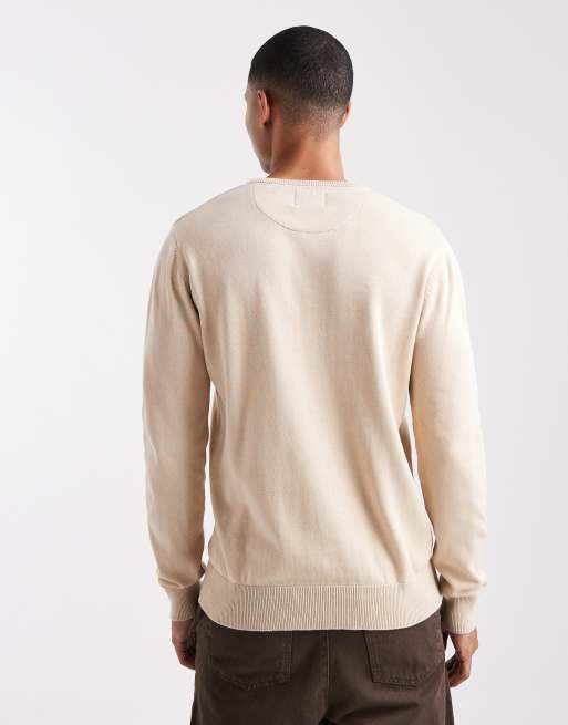 Brave Soul - Beige trøje med rund hals i fin strik, 3 af 5