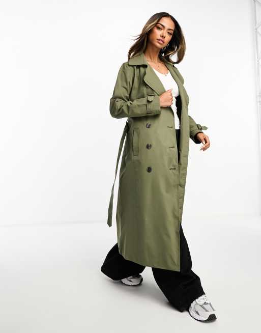 Brave Soul belted coated mac in khaki | ASOS