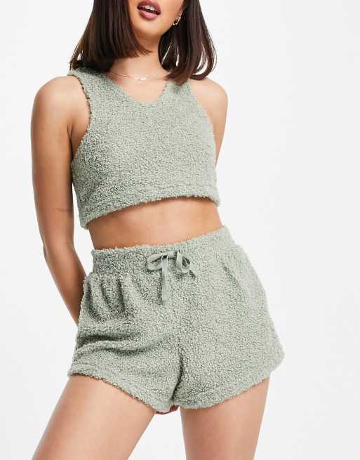 Brave Soul - Bethan - Ensemble confort imitation peau de mouton - Vert sauge
