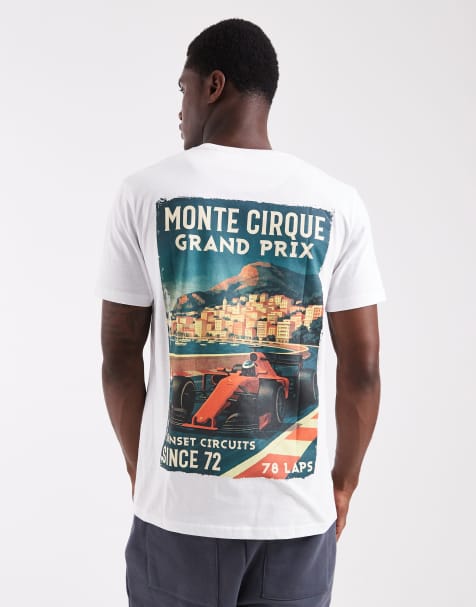 Brave Soul – Biały T-shirt z krótkimi rękawami i grafiką z motywem wyścigów - view 1