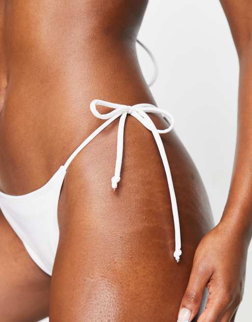 Brave Soul bikini bottoms with tie side in white