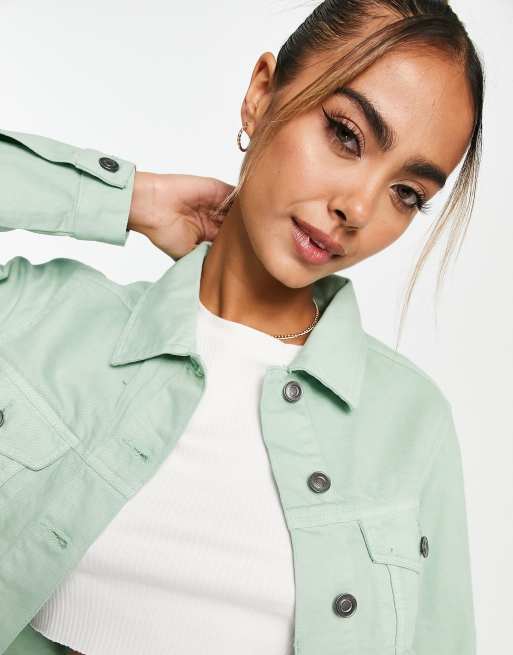 Sage green hot sale denim jacket