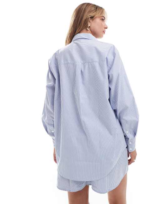 Brave Soul blue and white stripe shirt (part of a set), 3 of 4