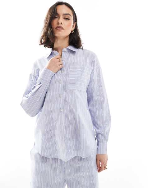 Brave Soul blue and white stripe shirt (part of a set) - view 1