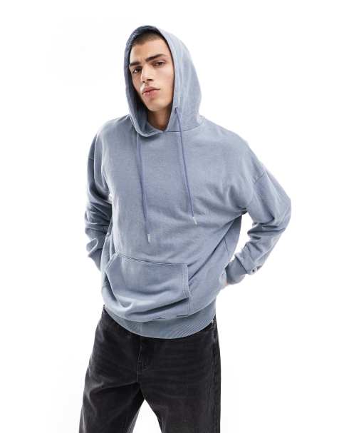 Brave Soul – Bluza z kapturem oversize w spranym niebieskim kolorze - view 1