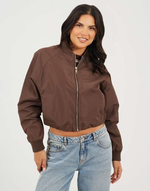 Brave Soul - Bomber color cioccolato con maniche oversize