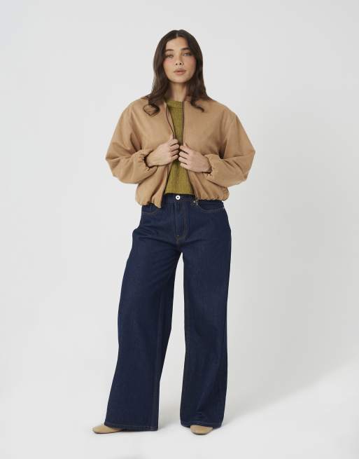 Brave Soul - Bomber en imitation daim avec manches oversize - Fauve, 2 de 4