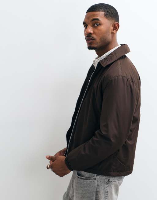 Brave Soul bomber jacket with collar in brown, 2 of 5
