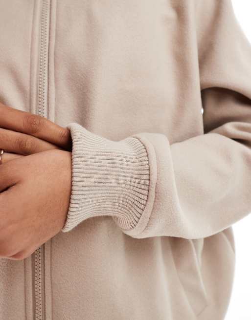 Brave Soul - Bomber oversize color avena in lana sintetica, 2 di 4
