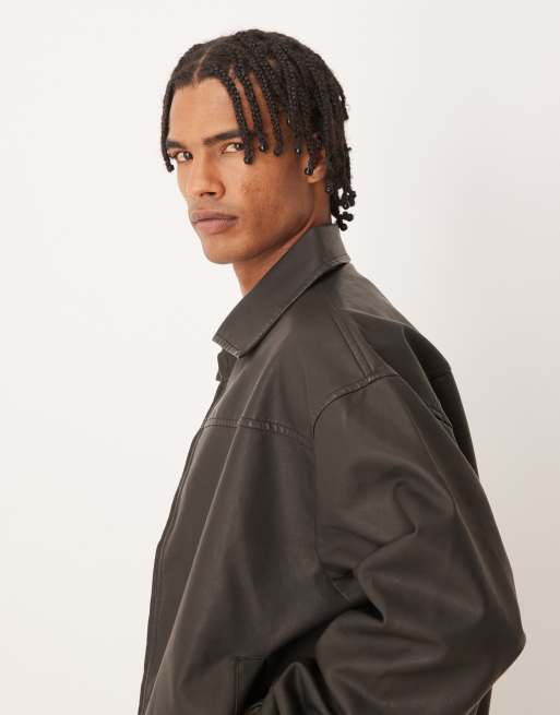 Brave Soul - Bomber oversize imitation cuir - Noir, 4 de 5
