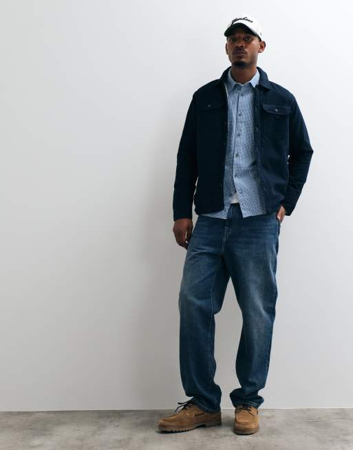 Brave Soul borg-lined shacket in navy, 3 of 5