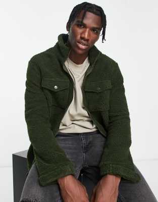Brave Soul borg shacket in dark green - ASOS Price Checker