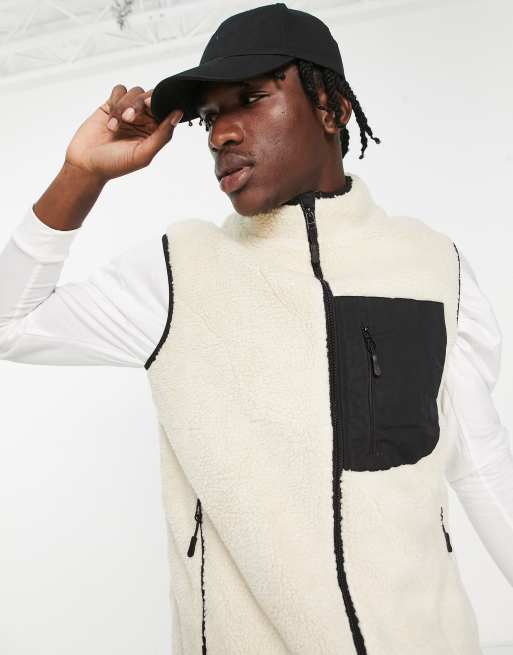 Brave Soul borg vest in cream