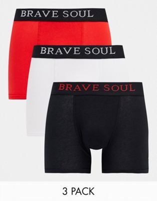 Brave Soul – Boxershorts mit kontrastierendem Taillenbund im 3er-Pack-Mehrfarbig