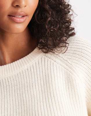 Brave Soul Boxy Fit Knit Crew Neck Sweater In White