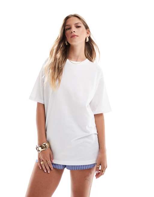 Brave Soul – Boyfriend-T-Shirt in Weiß