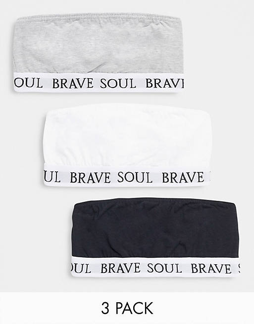 Brave Soul – Bralett i bandeaumodell, 3-pack