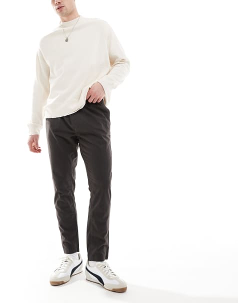 Brave Soul - Broek van keperstof met elastische taille in antracietgrijs - view 1