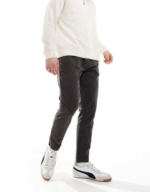 Brave Soul - Broek van keperstof met elastische taille in antracietgrijs, 3 van 5