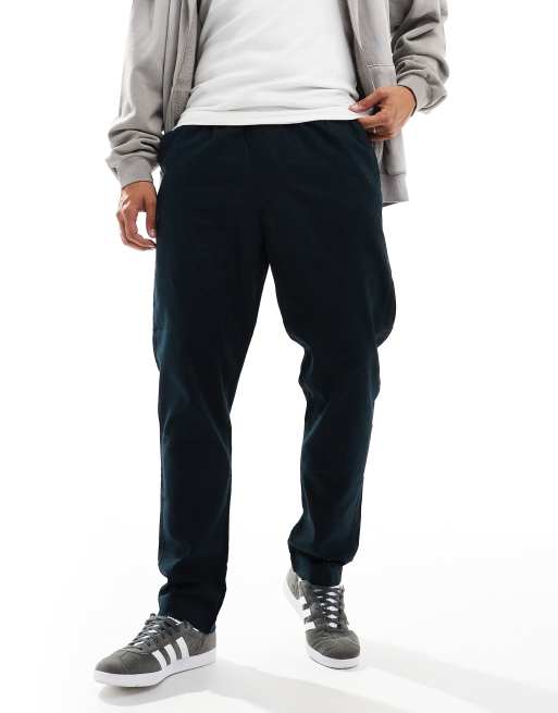 Brave Soul - Broek van linnenmix met elastische taille in marineblauw