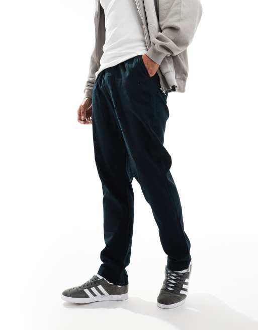 Brave Soul - Broek van linnenmix met elastische taille in marineblauw, 5 van 5