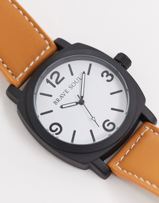 Brave Soul brown watch with white dial