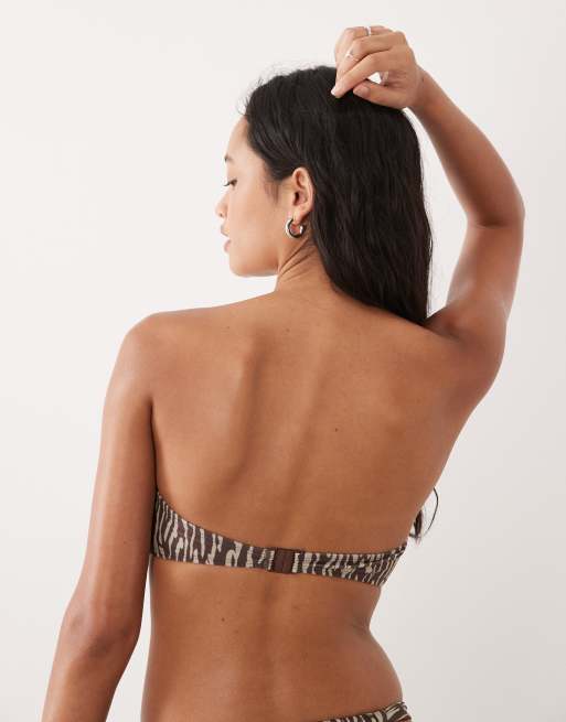 Brave Soul - Brun bandeau-bikinitop med tigerprint , 4 af 4