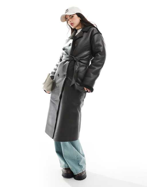 Brave Soul - Brun frakke i imiteret shearling
