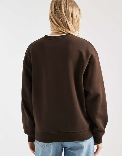 Brave Soul – Brun sweatshirt i bomullsrikt tyg med Soho-tryck, 4 av 4