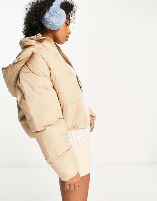 Nude hooded puffer new arrivals