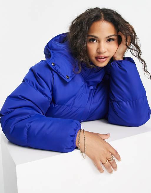 Brave Soul bunny hooded puffer jacket in navy