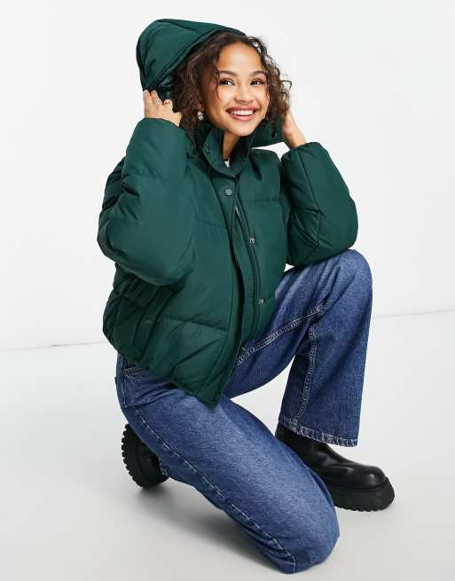 Green puffer jacket on sale women's