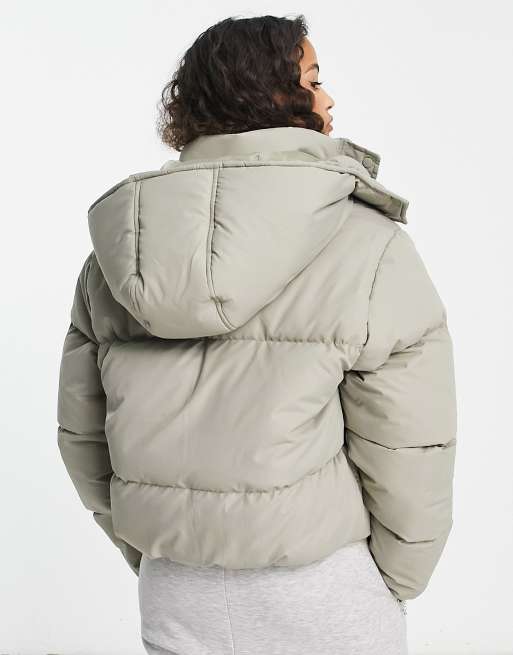 Brave Soul Bunny hooded puffer jacket in sage green, 2 of 4