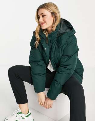 Brave Soul bunny hooded puffer jacket in navy