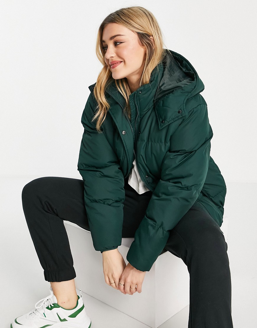 Brave Soul bunny hooded puffer jacket-Green