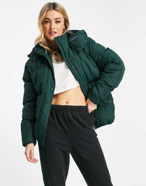 Green hooded hotsell puffer jacket