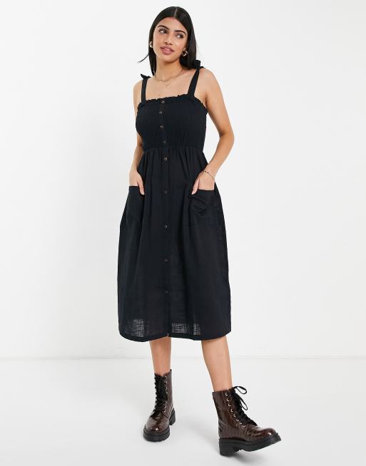 Brave Soul button down cami dress in black | ASOS