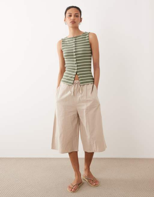Brave Soul button down jersey vest in green stripe, 2 of 4