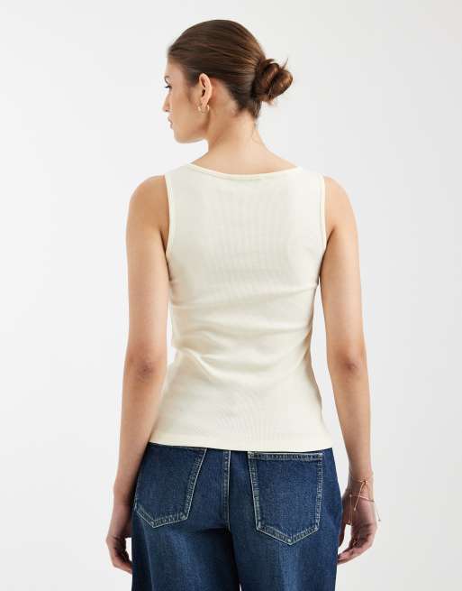 Brave Soul button down singlet in lemon yellow, 2 of 4